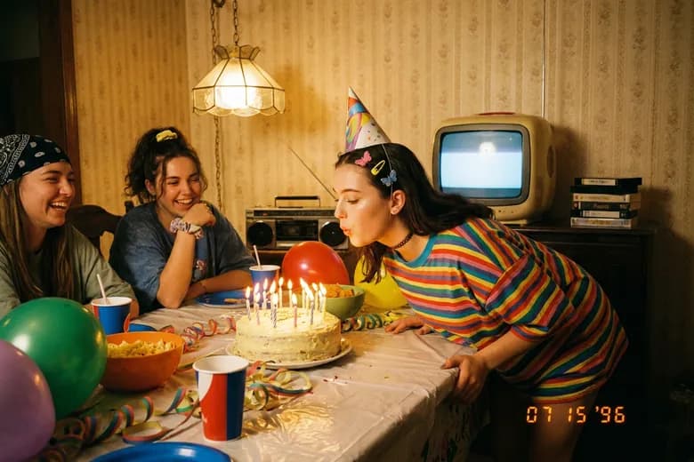 New look: birthday party in a 1990s interior