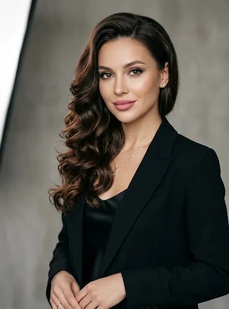 New look: studio portrait in a black blazer